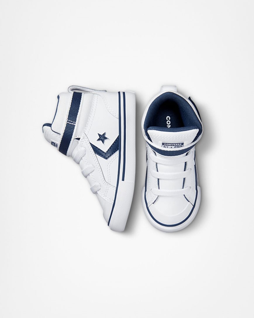 Tenis Converse Pro Blaze Alças Easy-On Varsity Club Cano Alto Menina Branco Azul Marinho Branco | PT I043P15